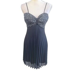 Rampage Black Silver Lace Pleated‎ Cocktail Dress Womens 5